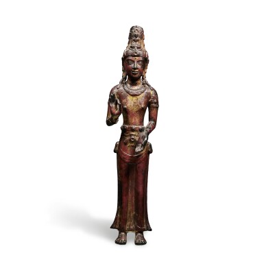 View full screen - View 1 of Lot 150. A rare and important gilt-lacquered bronze figure of Acuoye Guanyin, Dali Kingdom, 11th - 12th century.