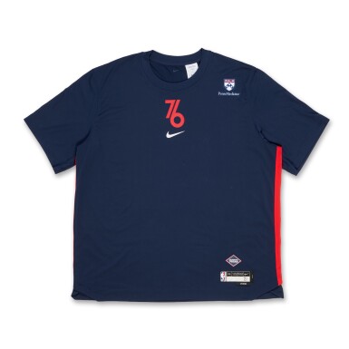 View full screen - View 1 of Lot 191. Joel Embiid Philadelphia 76ers 2023-2024 Game Worn City Edition Warmup Top | 37 Points | Double-Double.