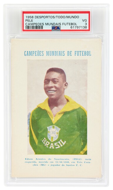 View full screen - View 1 of Lot 30. Pelé 1958 Os Desportos Em Todo o Mundo Campoeos Mundais De Futebole - PSA 3 | Rookie Card.