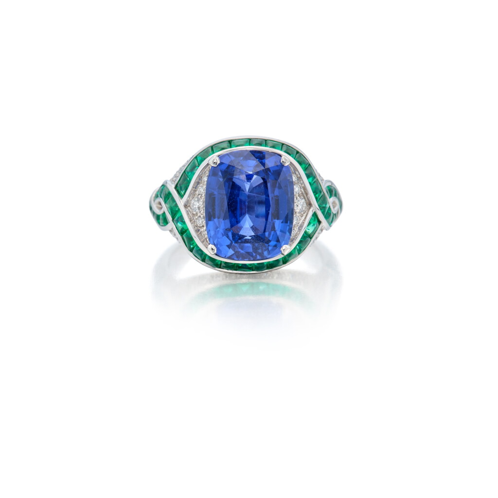 View full screen - View 1 of Lot 163. Sapphire, Emerald and Diamond 'Le Magnifiche' Ring.