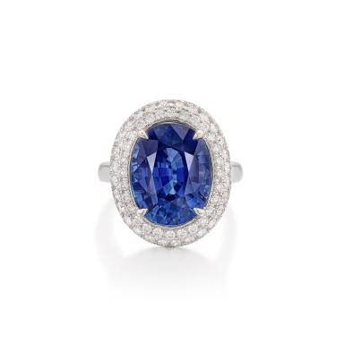 View full screen - View 1 of Lot 1895. Sapphire and Diamond Ring | 8.18克拉 天然「緬甸」未經加熱藍寶石 配 鑽石 戒指.