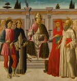 FRANCESCO BOTTICINI | Saint Nicholas enthroned with Saints Hubert, Dominic, Jerome and Anthony of Padua | 弗朗契斯科・波提其尼 |《聖尼格老登位,聖胡伯、聖道明、聖傑羅姆與帕多瓦的聖安東尼在旁》