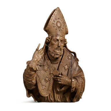 View full screen - View 1 of Lot 525. A Half-Length Figure of a Bishop Saint, Late 17th Century.