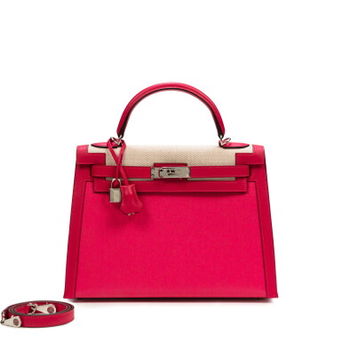 View full screen - View 1 of Lot 706. Limited Edition Framboise Swift And Berline Toile Kelly 32 Sellier Palladium Hardware, 2021.
