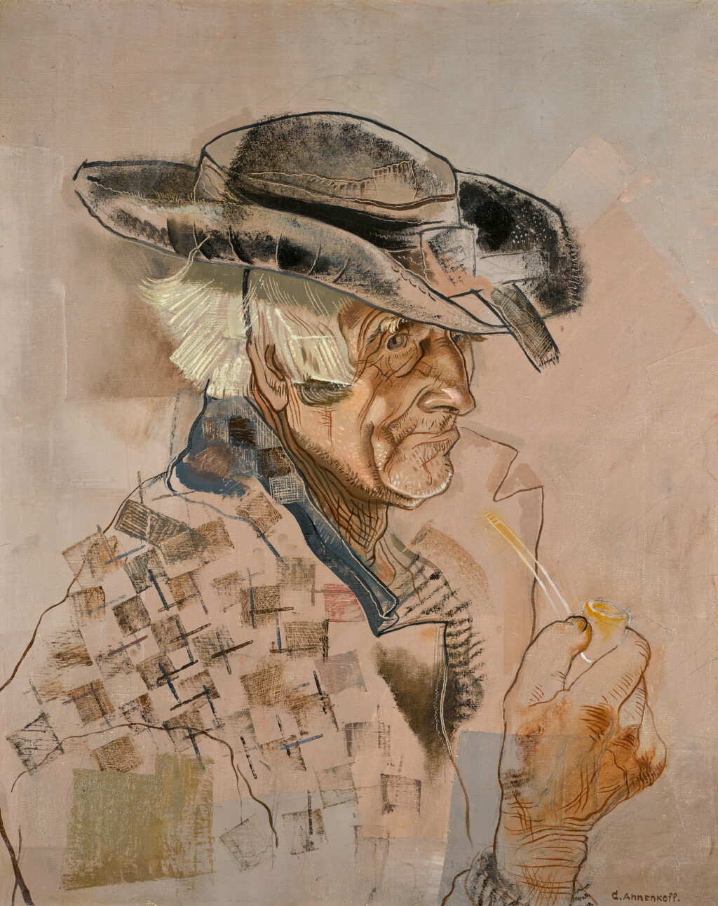 View full screen - View 1 of Lot 80. YURI PAVLOVICH ANNENKOV | Breton Man with Pipe .