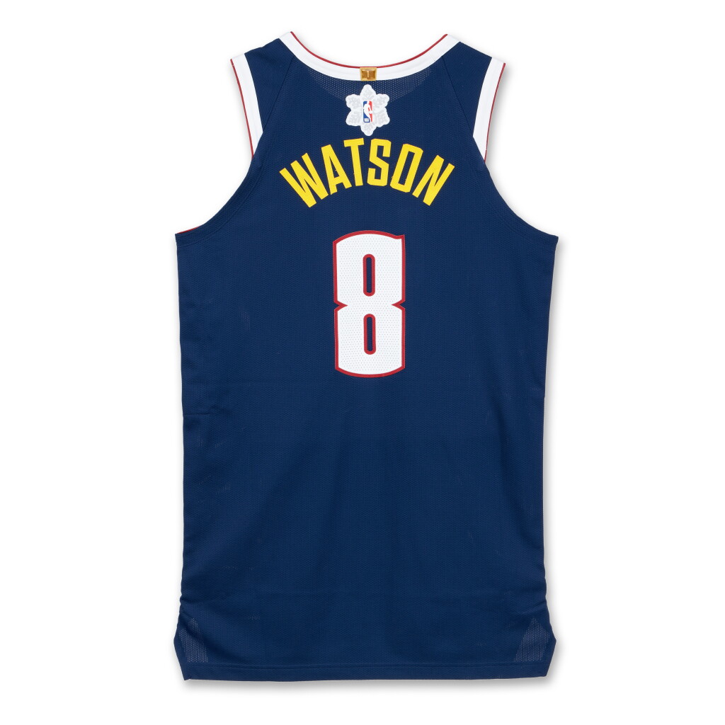 View full screen - View 1 of Lot 40. Peyton Watson ‘Christmas Day’ Denver Nuggets 2024-2025 Game Worn Icon Edition Jersey.