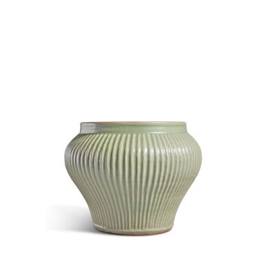 View full screen - View 1 of Lot 57. A 'Longquan' celadon-glazed ribbed baluster jar, Yuan dynasty.