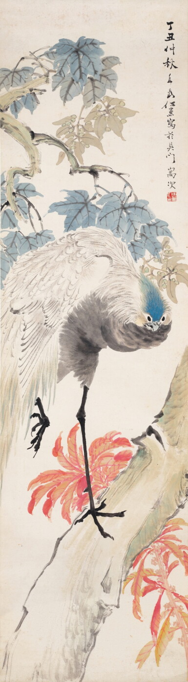 View full screen - View 1 of Lot 3069. 任薰 仙禽秋實 | Ren Xun, Phoenix on Sycamore Branch.