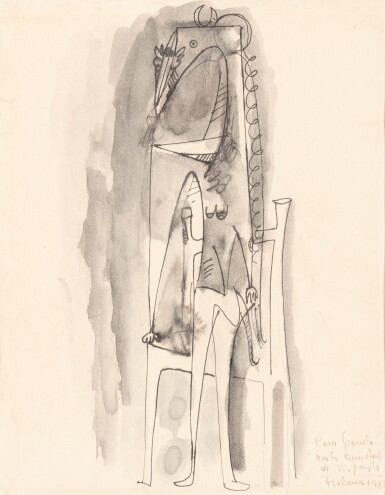 View full screen - View 1 of Lot 95. WIFREDO LAM | HORSE WOMAN ON THE CHAIR.
