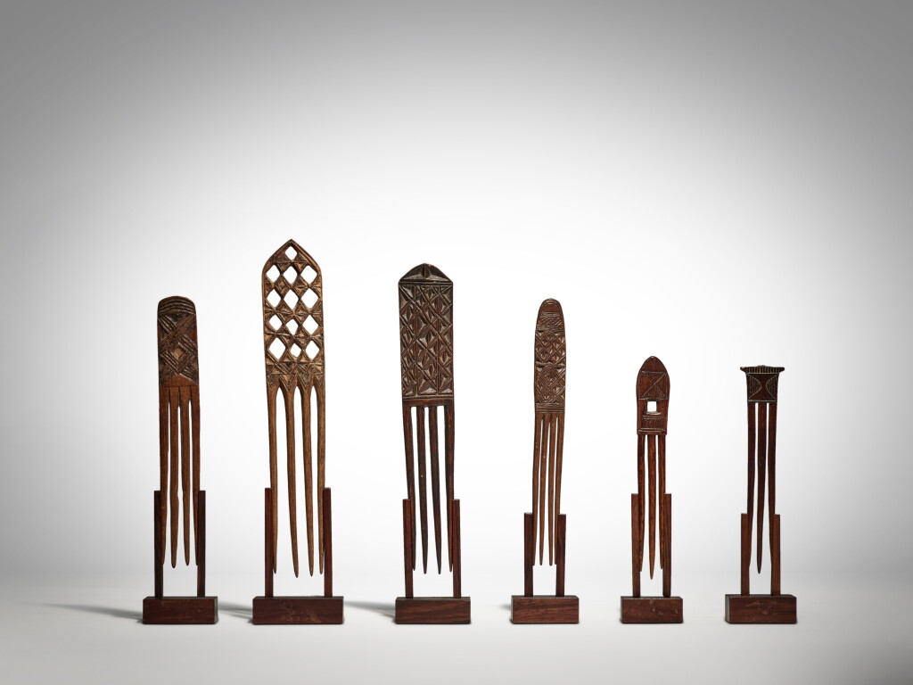 View full screen - View 1 of Lot 78. Six Combs, Democratic Republic of the Congo, possibly Yaka or Suku.