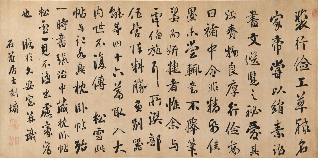 View full screen - View 1 of Lot 3052. 劉墉 行書臨趙孟頫論裴行儉書帖 | Liu Yong, Calligraphy in Running Script after Zhao Mengfu.