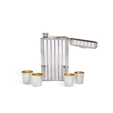 View full screen - View 1 of Lot 8. A CARTIER SILVER SPIRIT FLASK, CIRCA 1930.