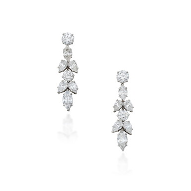 View full screen - View 1 of Lot 88. Pair of Diamond Pendant-Earrings.