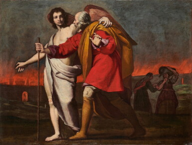View full screen - View 1 of Lot 48. Lot and his daughters fleeing the destruction of Sodom.