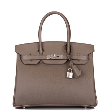 View full screen - View 1 of Lot 18. Etain and Gris Asphalte HSS Bicolor Birkin 30cm in Epsom Leather with Palladium Hardware, 2019.