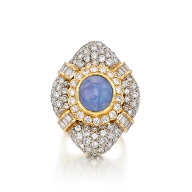 View full screen - View 1 of Lot 432. Star Sapphire and Diamond Ring.