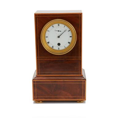 View full screen - View 1 of Lot 100. A fine and unusual small mahogany pendule d’audience clock, Circa 1830 罕有小型桃花心木 pendule d’audience 座鐘,約1830年製.
