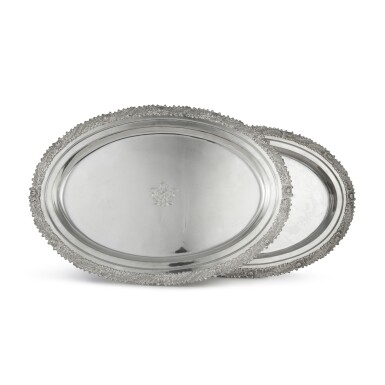 View full screen - View 1 of Lot 257. A Pair of American Silver Chrysanthemum Pattern Oval Platters, Tiffany & Co., New York, Circa 1902.