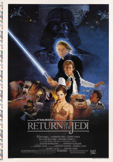 View full screen - View 1 of Lot 152. Return of the Jedi (1983) printer's test poster, US.