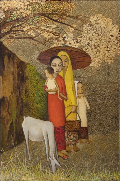 View full screen - View 1 of Lot 33. Cheong Soo Pieng 鍾泗濱 | Return from market 從市集歸來.