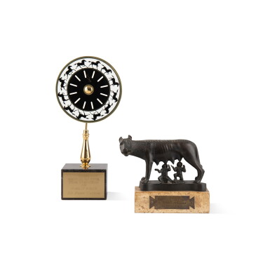 View full screen - View 1 of Lot 119. A set of two Peter Ustinov's Awards including a Joseph Plateau Honorary Award, 1998, and a Tecnici E Maestranze Italiani Award for Private Angelo | Lot de deux récompenses de Peter Ustinov comprenant Prix Honorifique Joseph Plateau, 1998, et un Tecnici E Maestranze Italiani pour Private Angelo.