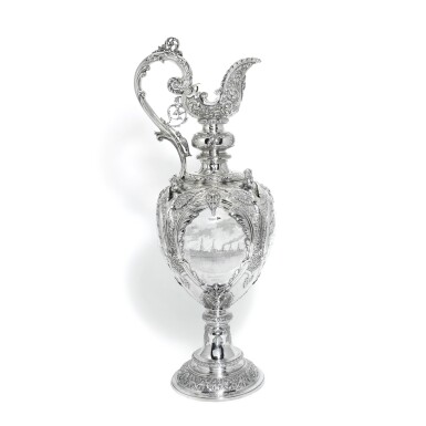 View full screen - View 1 of Lot 163. A large Victorian silver ewer of shipping inetrest, Walker & Hall, Sheffield, 1898.