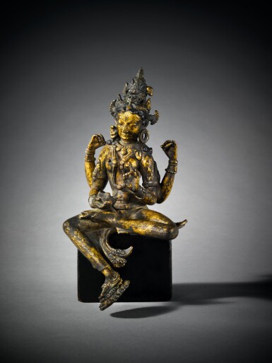 View full screen - View 1 of Lot 321. A Gilt Copper Alloy Figure Depicting Mahalakshmi, Nepal, 13th/14th Century.