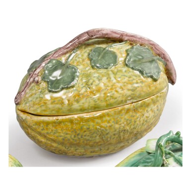 View full screen - View 1 of Lot 179. A CONTINENTAL FAIENCE MELON TUREEN AND COVER, LATE 18TH CENTURY.