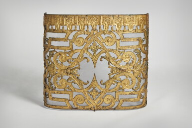 View full screen - View 1 of Lot 342. A Continental Repoussé Gilt Metal Fire Screen, First Quarter 18th Century.