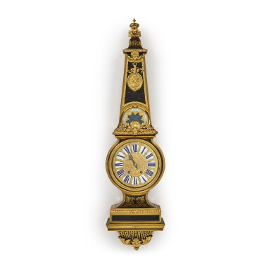View full screen - View 1 of Lot 1019. A Louis XVI Gilt-Bronze Mounted Brass and Tortoiseshell Inlaid Boulle Marquetry Cartel Clock and Barometer, in the Manner of André-Charles Boulle, Last Quarter 18th Century.