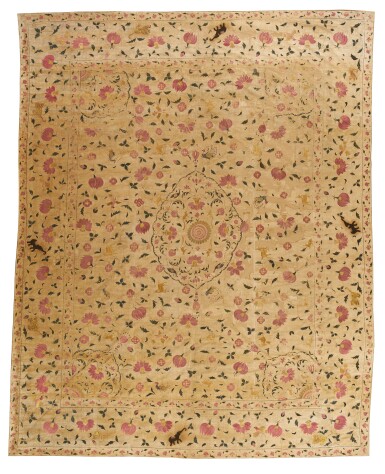 View full screen - View 1 of Lot 179. An embroidered summer carpet or coverlet, North West India, Gujarat, 18th century.