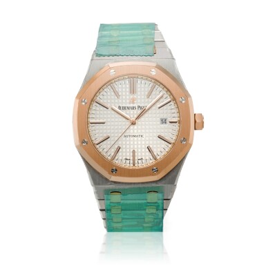View full screen - View 1 of Lot 13. Reference 15400SR.OO.1220SR.01 Royal Oak | A stainless steel and pink gold automatic wristwatch with date and bracelet, Circa 2015 | 愛彼 15400SR.OO.1220SR.01 型號 Royal Oak | 精鋼及粉紅金自動上鏈鍊帶腕錶備日期顯示,約2015年製.