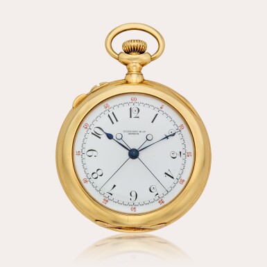 View full screen - View 1 of Lot 415. A yellow gold open-faced keyless watch with split-seconds chronograph, No. 80954, Circa 1910.