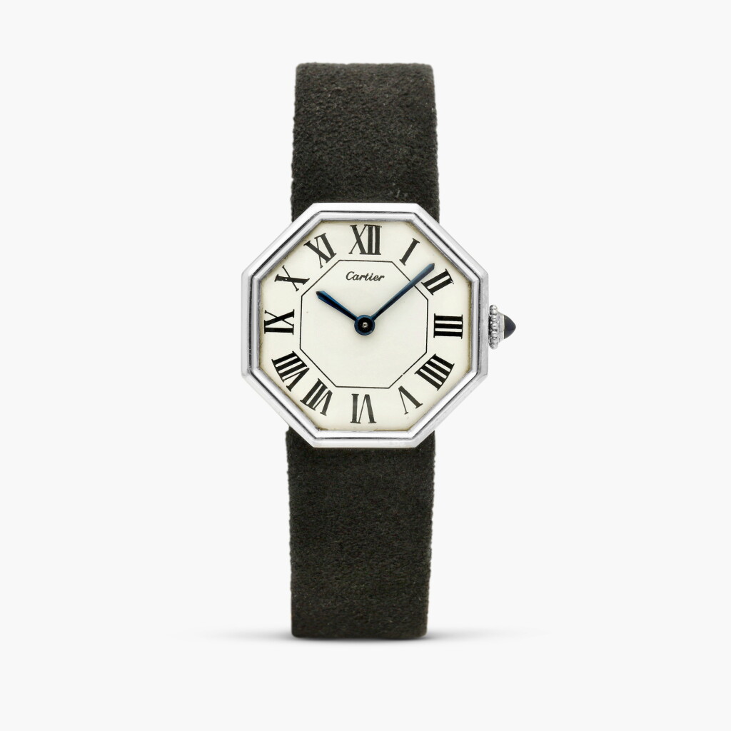 View full screen - View 1 of Lot 2398. Octagonal | A very rare lady’s white gold octagonal wristwatch with original white and pink gold deployant buckle and the clasp of matching design, Circa 1971-72.