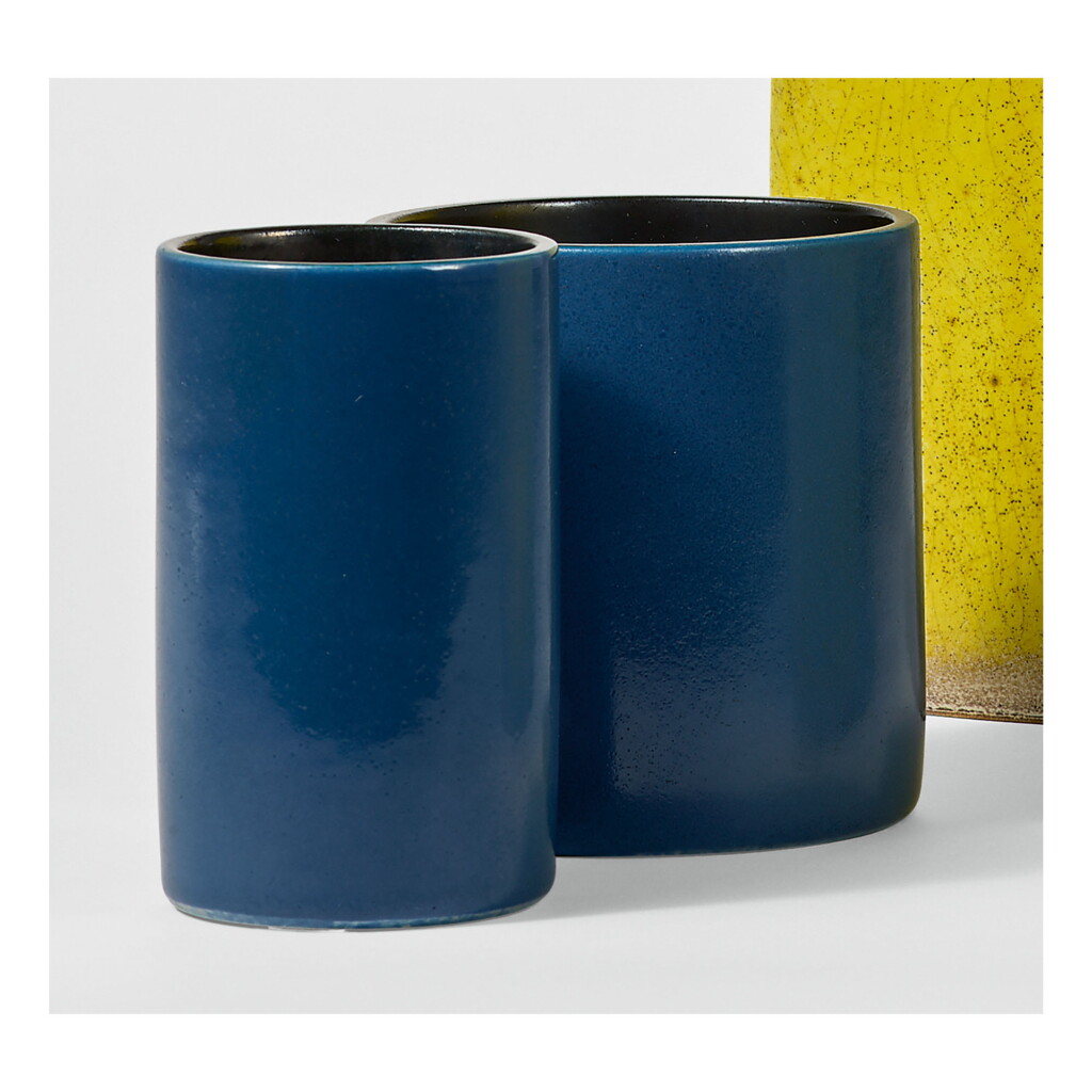 View full screen - View 1 of Lot 216. GEORGES JOUVE | TWO "CYLINDRE" VASES.