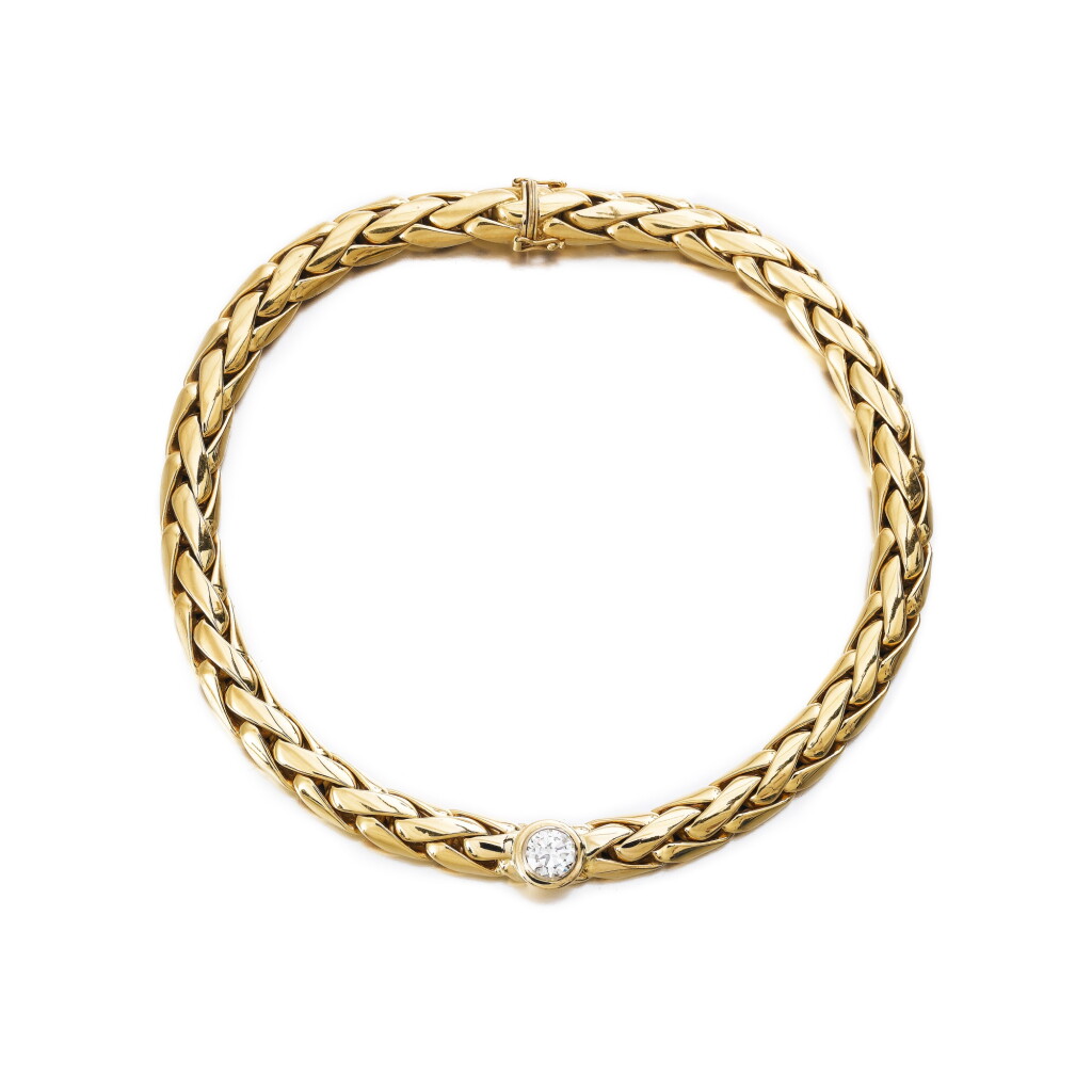 View full screen - View 1 of Lot 96. Collier or et diamant | Gold and diamond necklace.