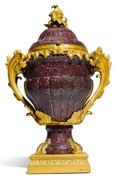 View full screen - View 1 of Lot 67. A LOUIS XV STYLE GILT-BRONZE MOUNTED PORPHYRY VASE LATE 19TH CENTURY.