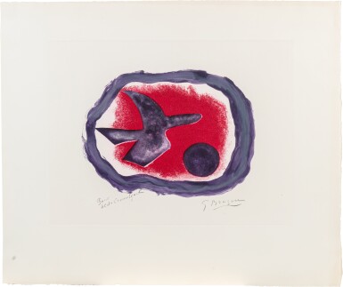 View full screen - View 1 of Lot 316. Oiseau sur fond carmin (Oiseau XIV) (V. 123).