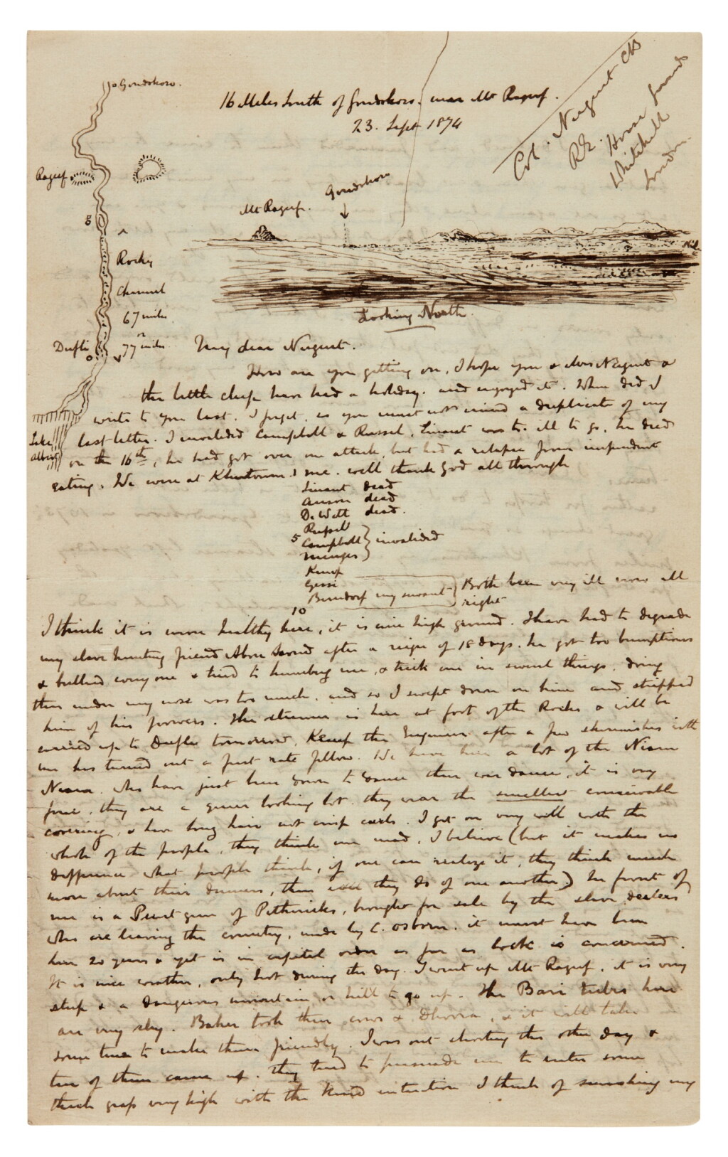 View full screen - View 1 of Lot 247. General C.G. Gordon | Autograph letter signed, to Colonel Nugent, on his expedition down the White Nile, 1874.