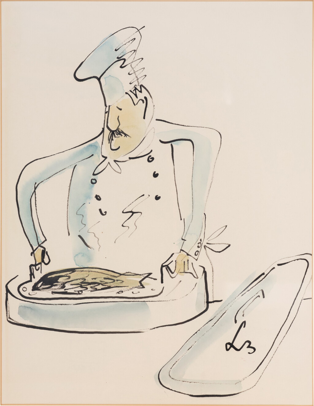 View full screen - View 1 of Lot 1071. Bemelmans, Ludwig | Drawing of a chef.