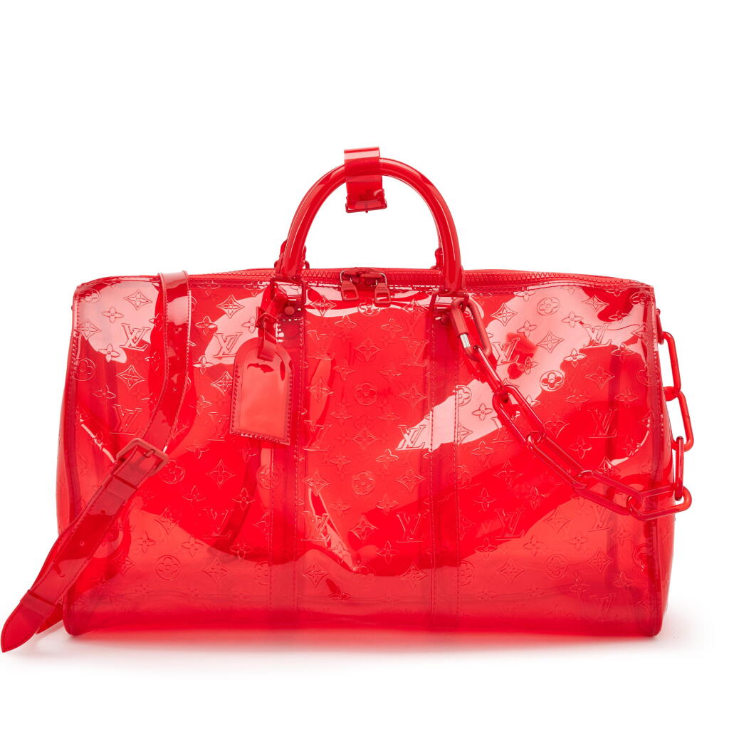 View full screen - View 1 of Lot 79. x Virgil Abloh Limited Edition Red Monogram PVC Keepall Bandouliére 50, 2019.