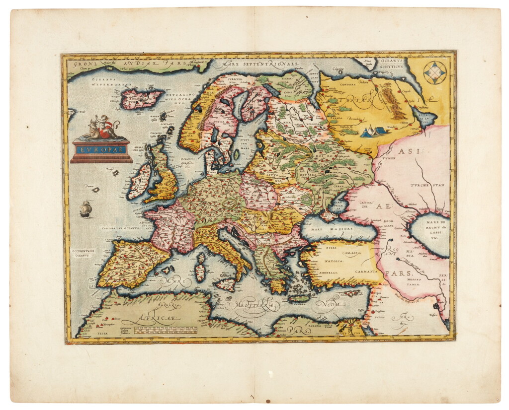 View full screen - View 1 of Lot 185. World and Continents | A collection of four maps, three by Ortelius and a world map by Seutter.