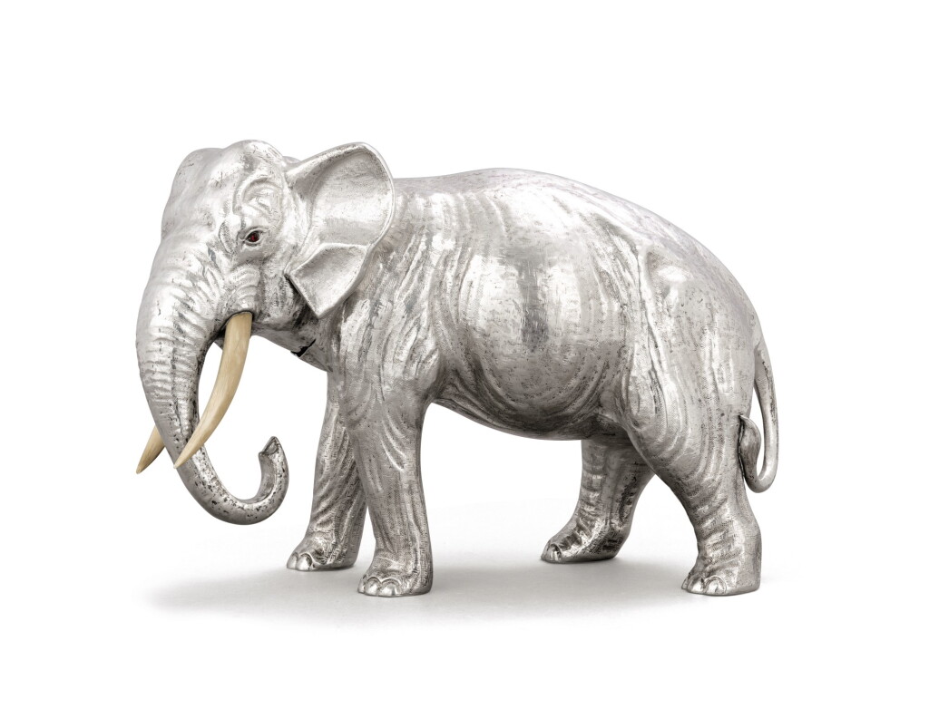 View full screen - View 1 of Lot 331. A Portuguese silver elephant, Luiz Ferreira, Porto, modern.