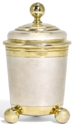 A LARGE FRANCO-GERMAN PARCEL-GILT SILVER BEAKER AND COVER, JOSIAS DIFFENBECHER, STRASBOURG, CIRCA 1680