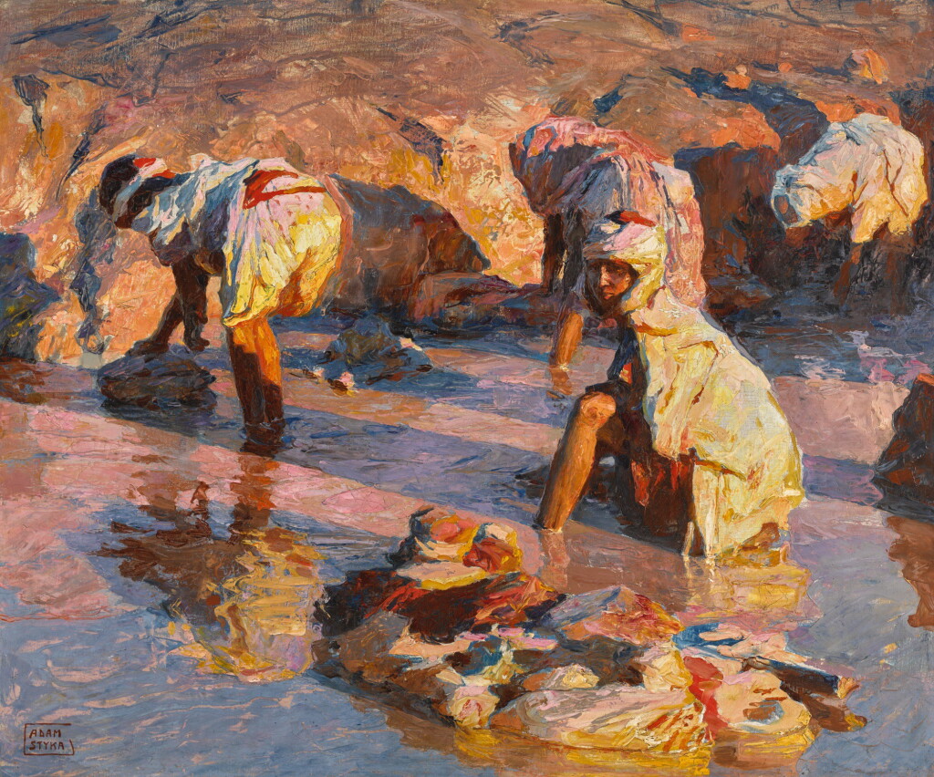 View full screen - View 1 of Lot 56. ADAM STYKA | LAUNDERERS ON THE BANKS OF THE NILE.