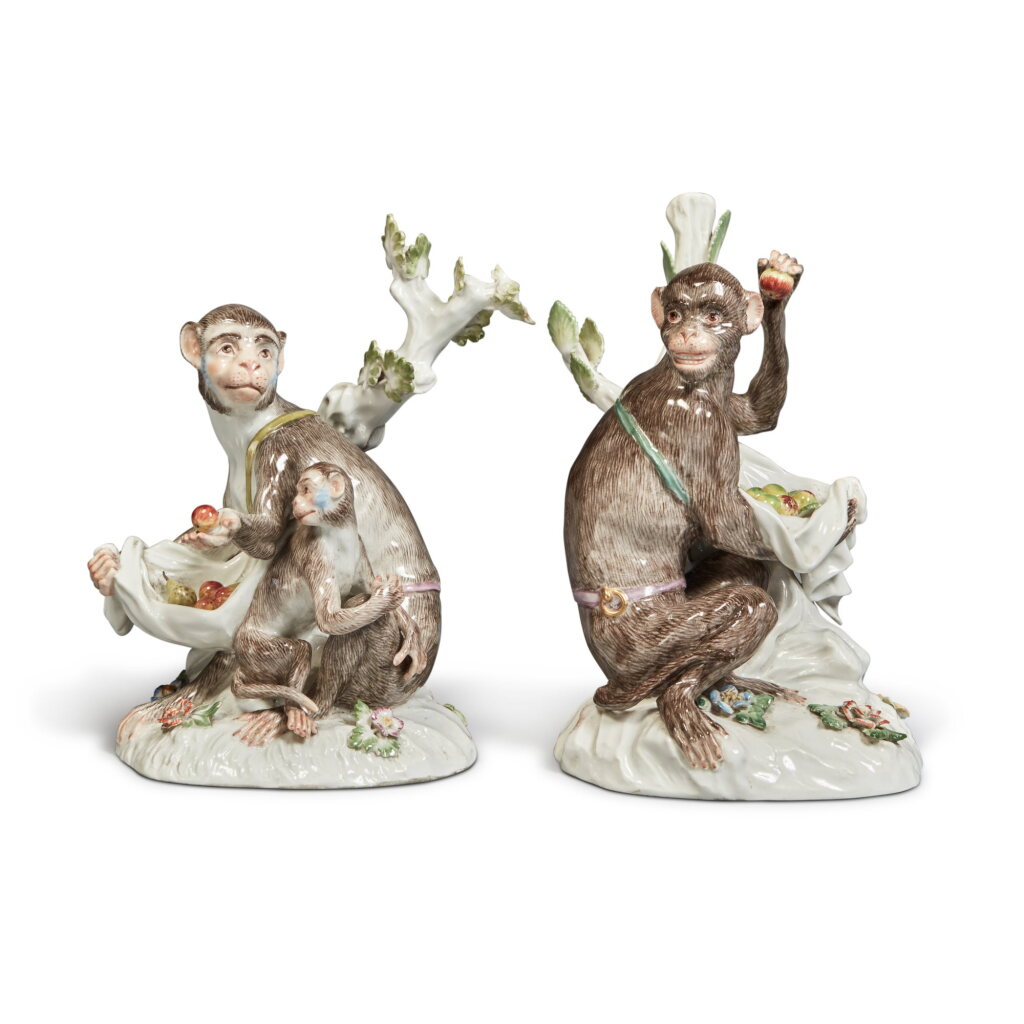 View full screen - View 1 of Lot 544. A Pair of Meissen Figures of Monkeys, 20th Century.