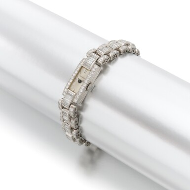 View full screen - View 1 of Lot 42. Barichella, Platinum and diamond-set wristwatch (Barichella, Orologio in platino e diamanti).