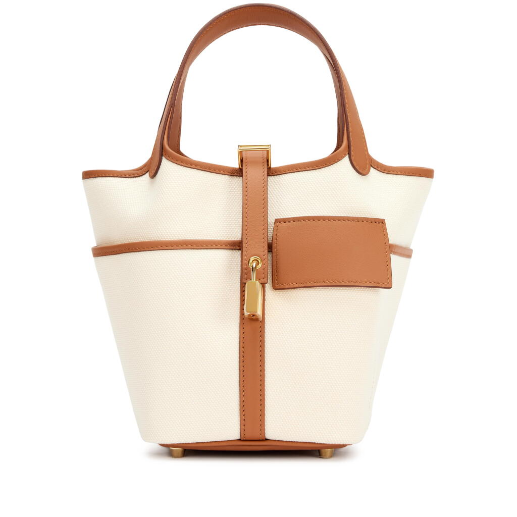View full screen - View 1 of Lot 115. Limited Edition Gold Swift and Ecru Toile Cargo Picotin Lock 18 Gold Hardware, 2025.