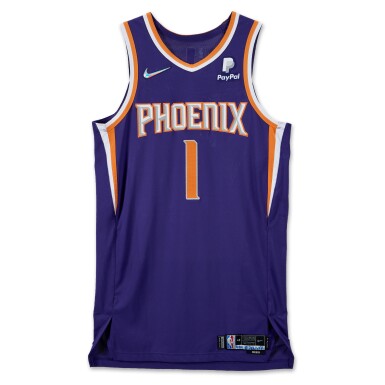View full screen - View 1 of Lot 45. Devin Booker Phoenix Suns 2021-2022 Game Worn Home Jersey.