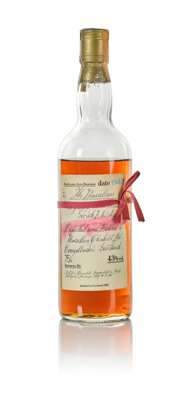 View full screen - View 1 of Lot 9. The Macallan Red Ribbon 43.0 abv 1940 .
